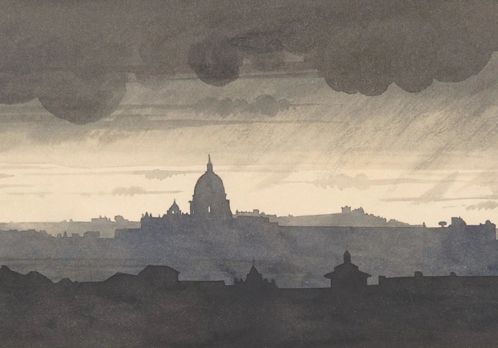 J.M.W. Turner - St. Peter's Dome Rome - Monochromatic Citysc poster by ClubArt