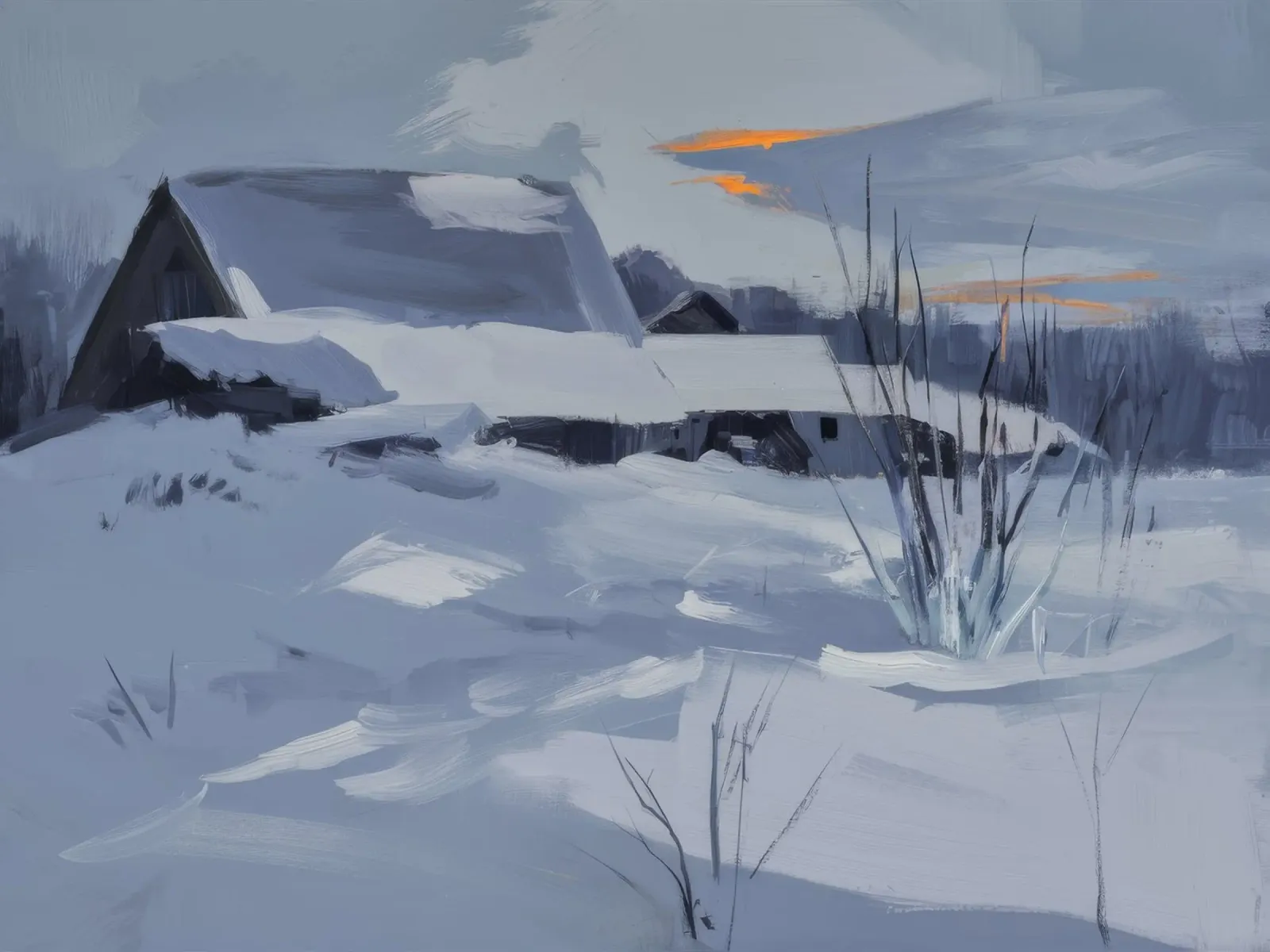 Coperta di neve di Homestead pellicola backlit da Radiance Landscape