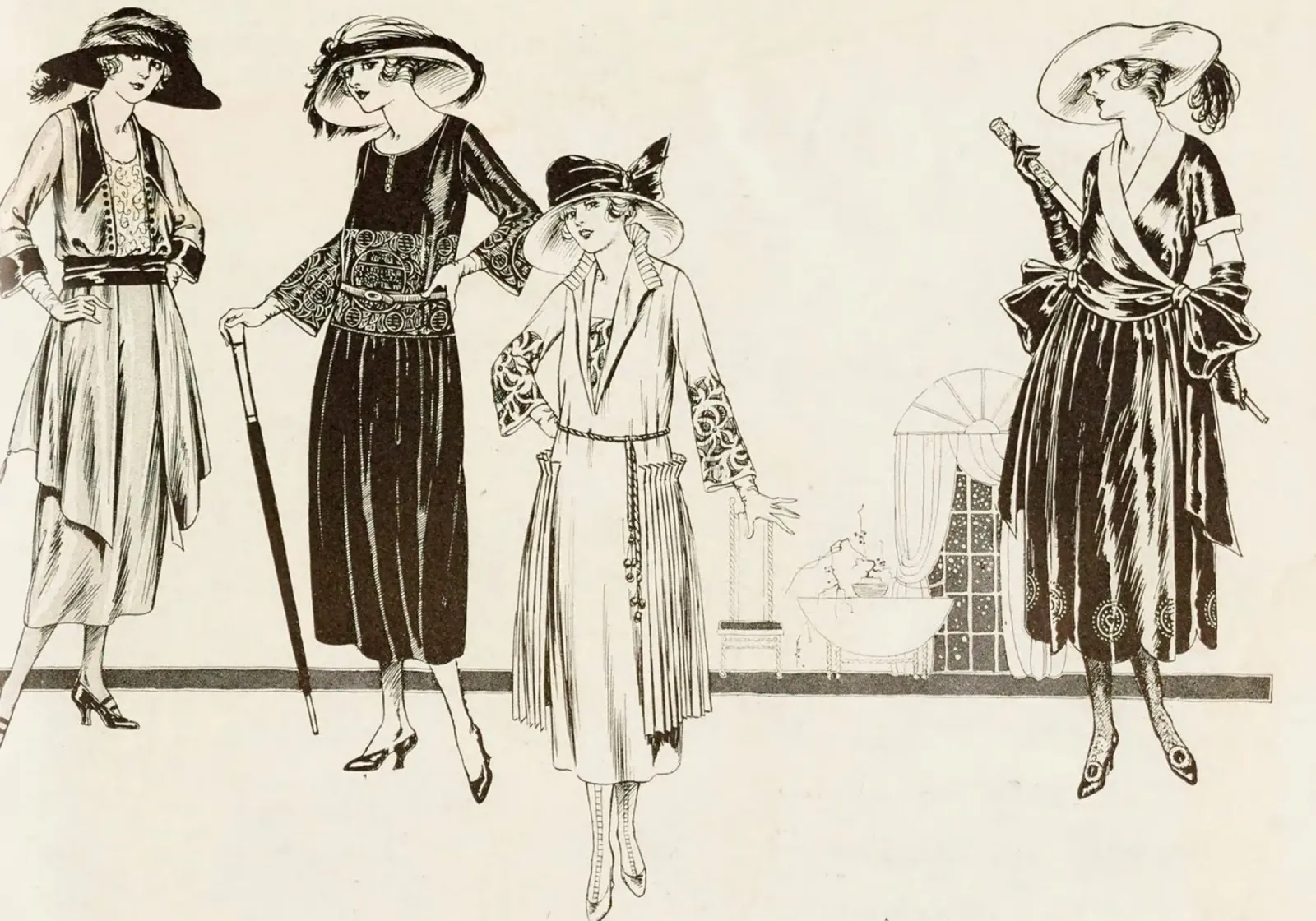 Illustrazione di moda vintage anni '20 - Arte in stile Flapper poster con telaio in legno da ClubArt