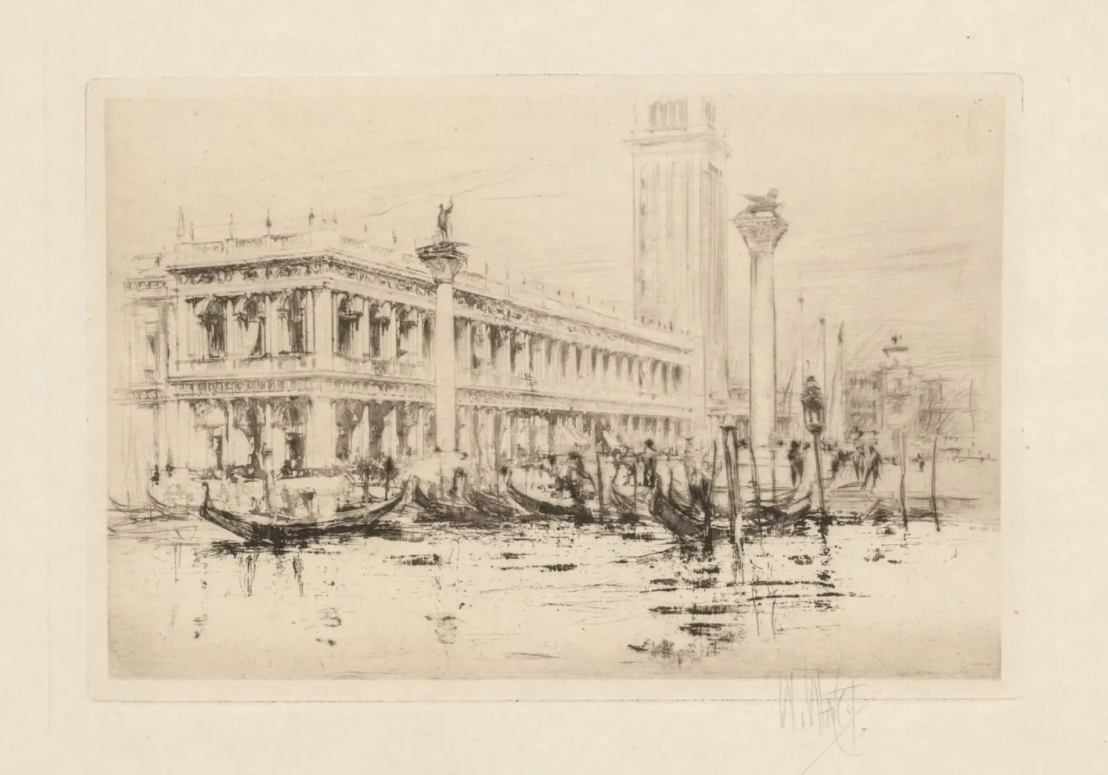 Acquaforte d'epoca sul Canal Grande di Venezia - Città impressionista poster da ClubArt
