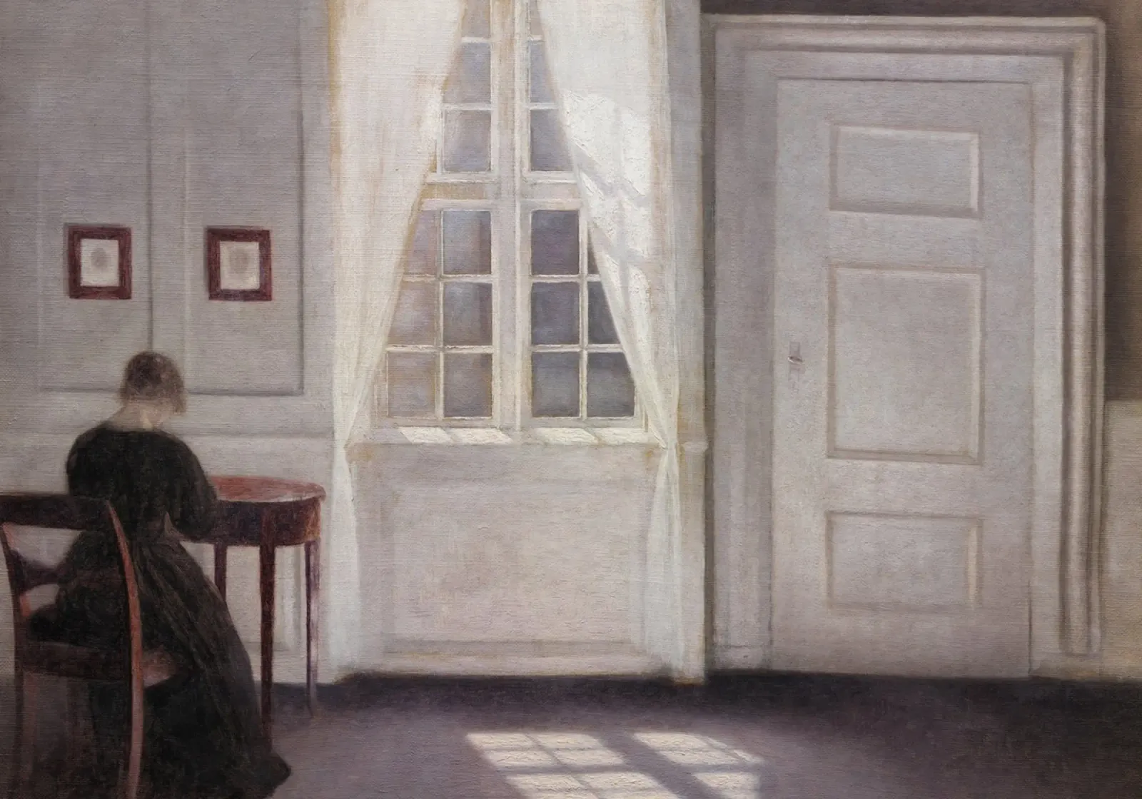 Vilhelm Hammershøi - Interieur, zonlicht - Nordic Art Print canvas van ClubArt