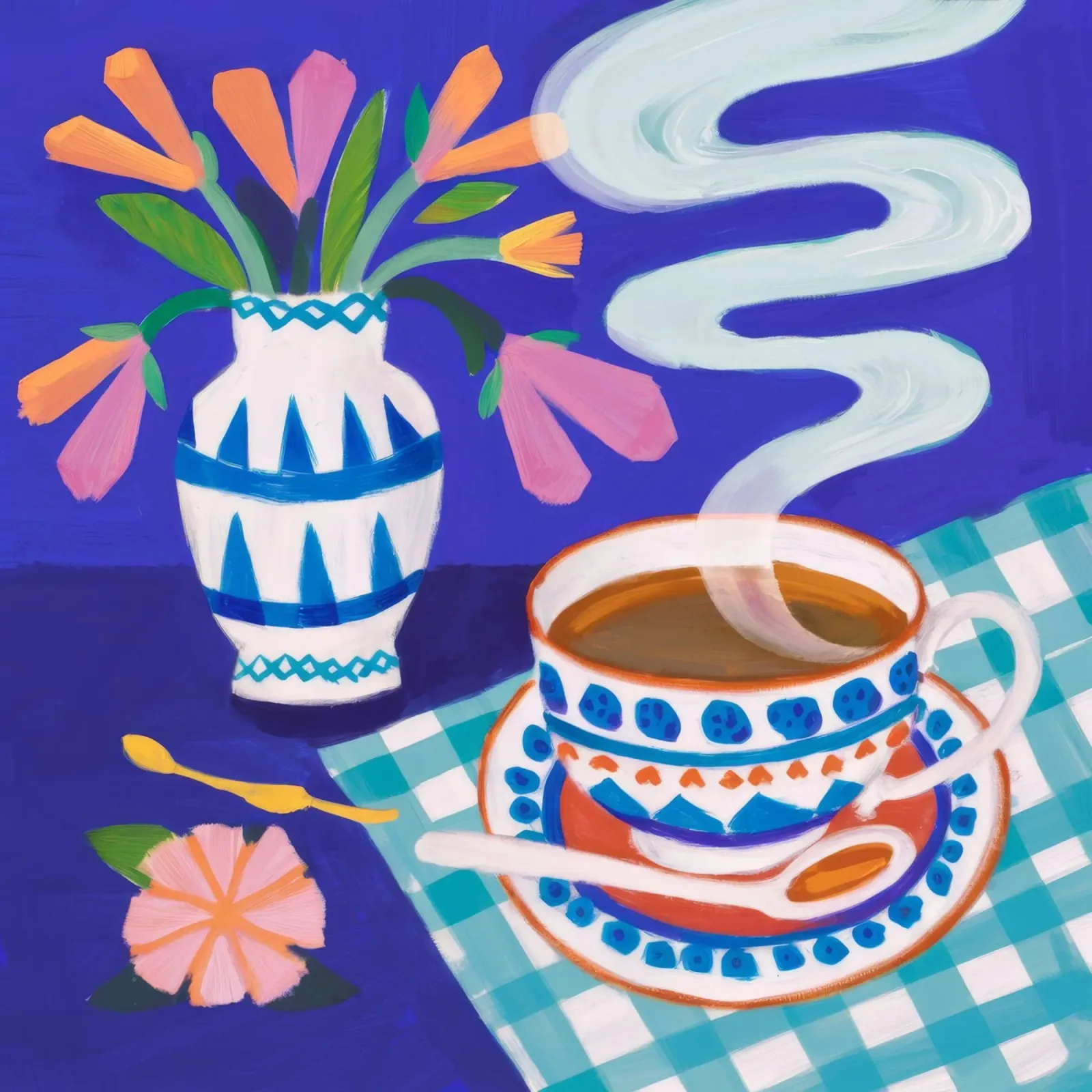 Dampfender Kaffee Traum Poster mit Kunststoffrahmen von Moonlite Desire