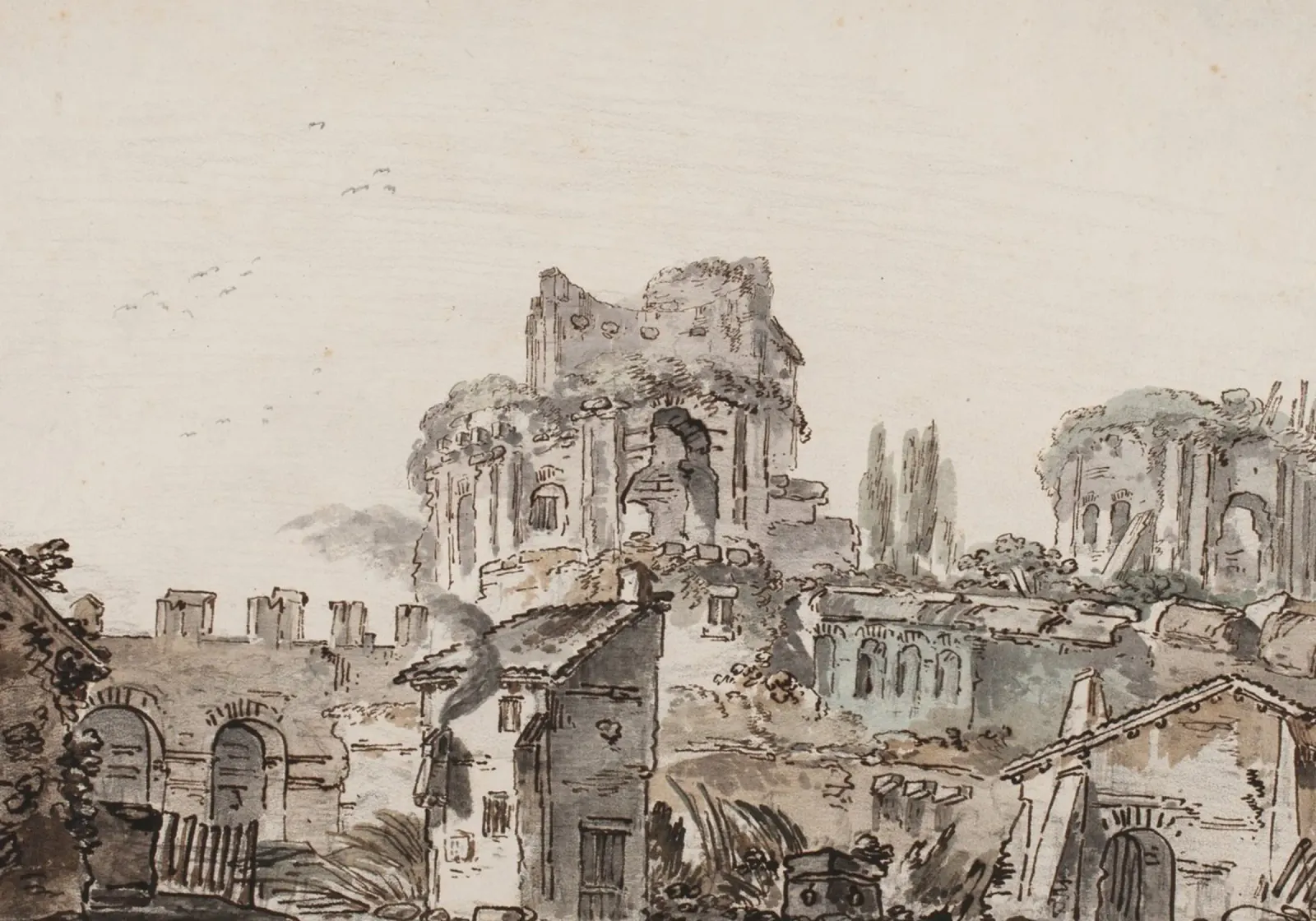 Vintage Roman Ruins Sketch - Grand Tour Landscape Art hahnemühle by ClubArt