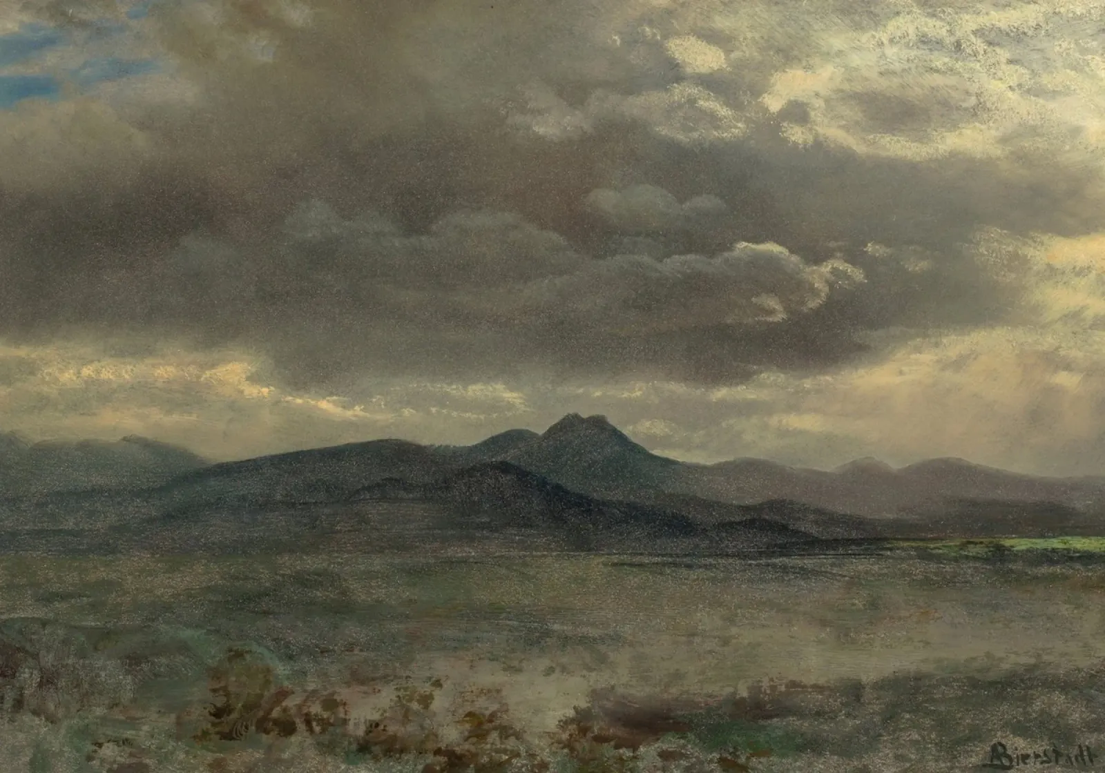 Albert Bierstadt - Paesaggio montano tempestoso - Fiume Hudson poster da ClubArt