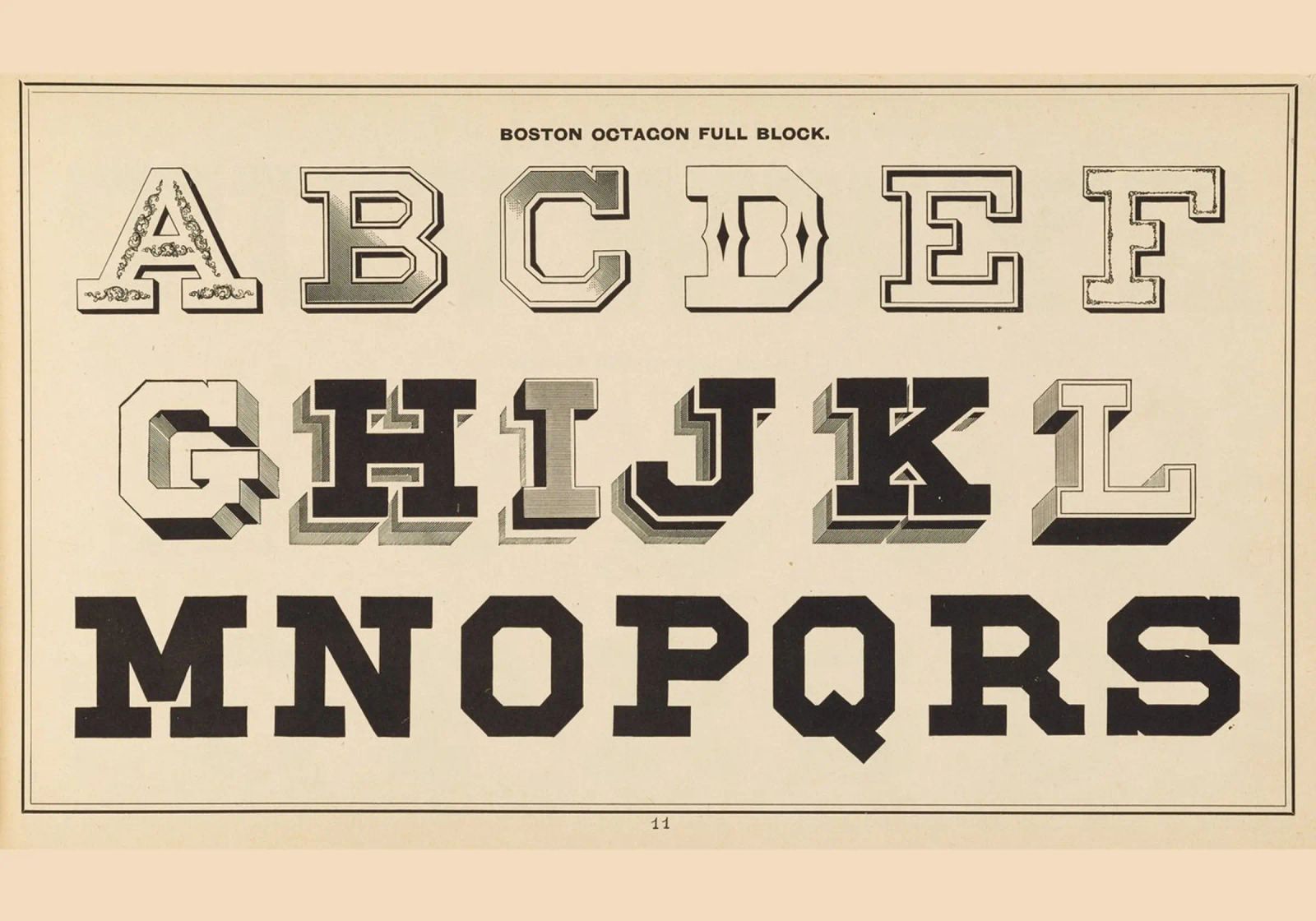 Boston Octagon Full Block Alphabet - Vintage Typography Prin poster by ClubArt