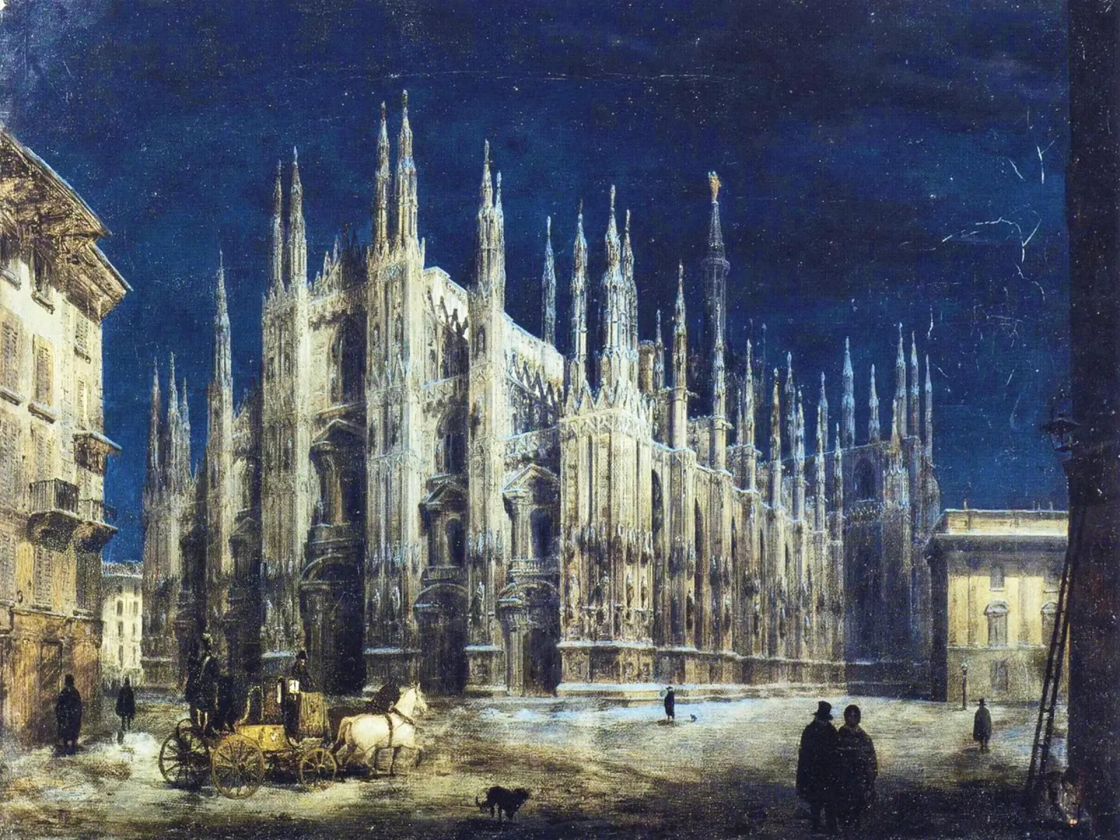 Angelo Ingannis Nocturne auf der Piazza del Duomo in Mailand Poster von Venus Art