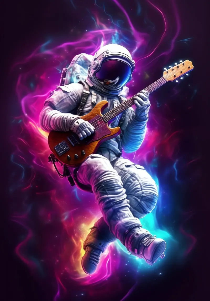 Astronauta suona la chitarra pellicola backlit da Fleur de Lys