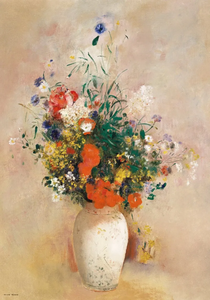 Vaso di fiori di Odilon Redon (sfondo rosa) (1906) pellicola backlit da Venus Art