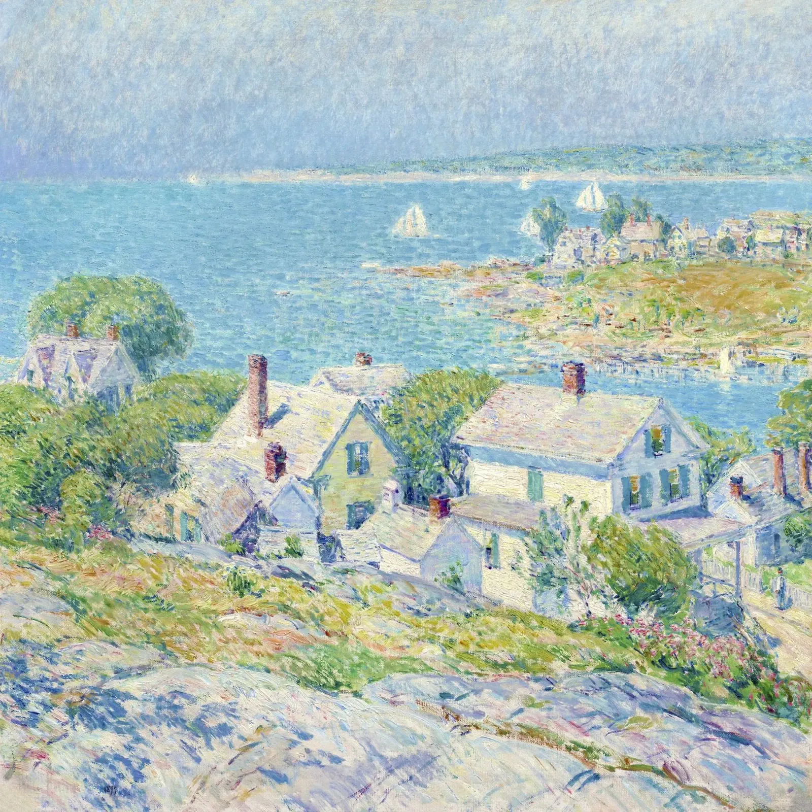 I promontori del New England (1899) di Childe Hassam poster con telaio in plastica da Venus Art