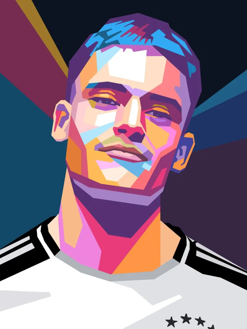 Ritratto pop art di Florian Wirtz poster con telaio in alluminio da Hantamrata