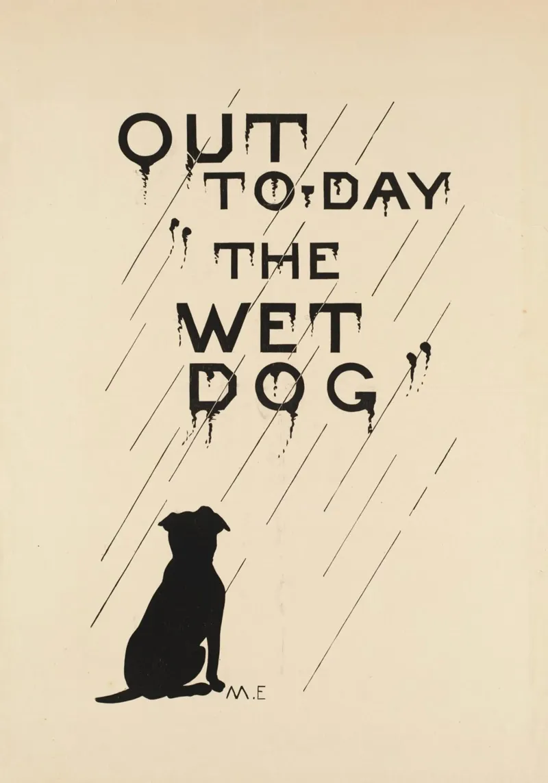 Poster d'epoca "The Wet Dog" - Cane silhouette pioggia Art poster da ClubArt
