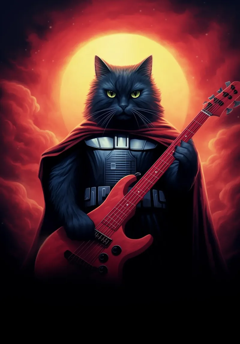 Gatto Darth Vader Chitarrista pellicola backlit da Fleur de Lys