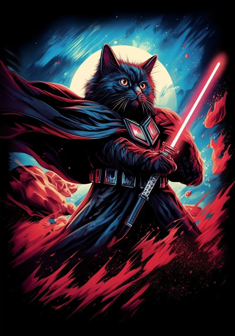 Darth Vader Cat with Lightsaber canvas by Fleur de Lys