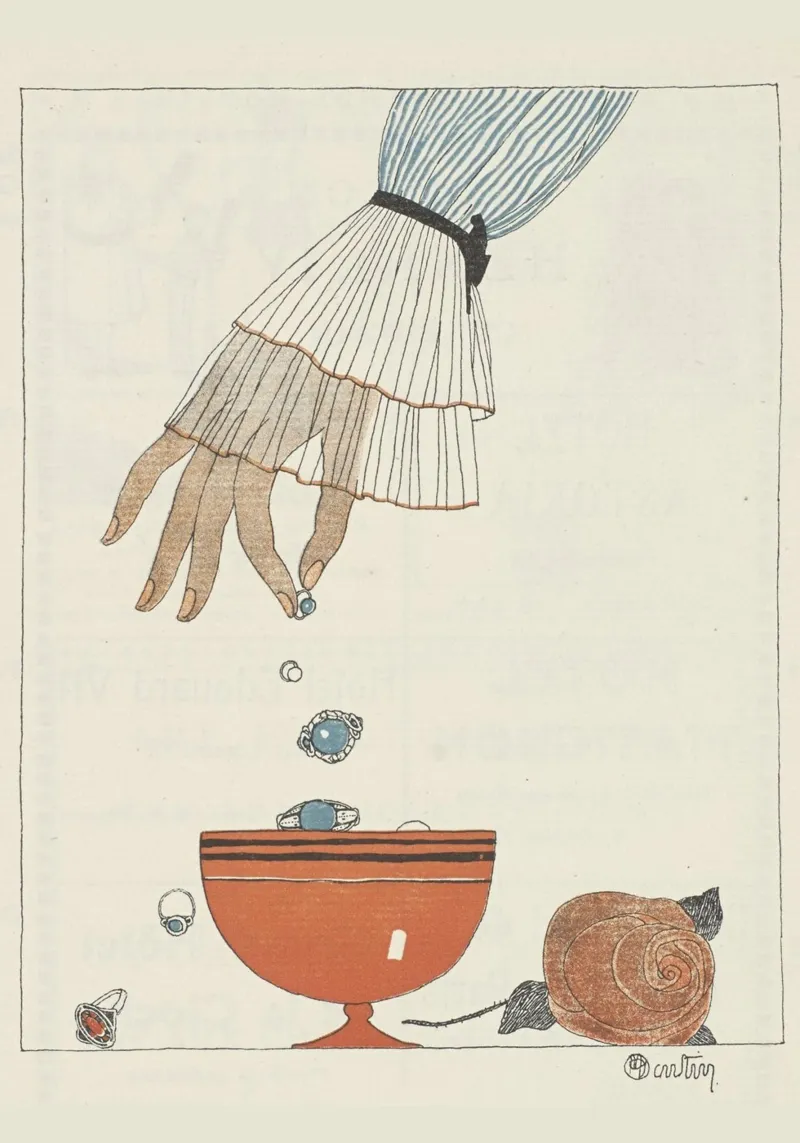 George Barbier - "Perle che cadono a mano" - Moda Art Deco A pellicola backlit da ClubArt