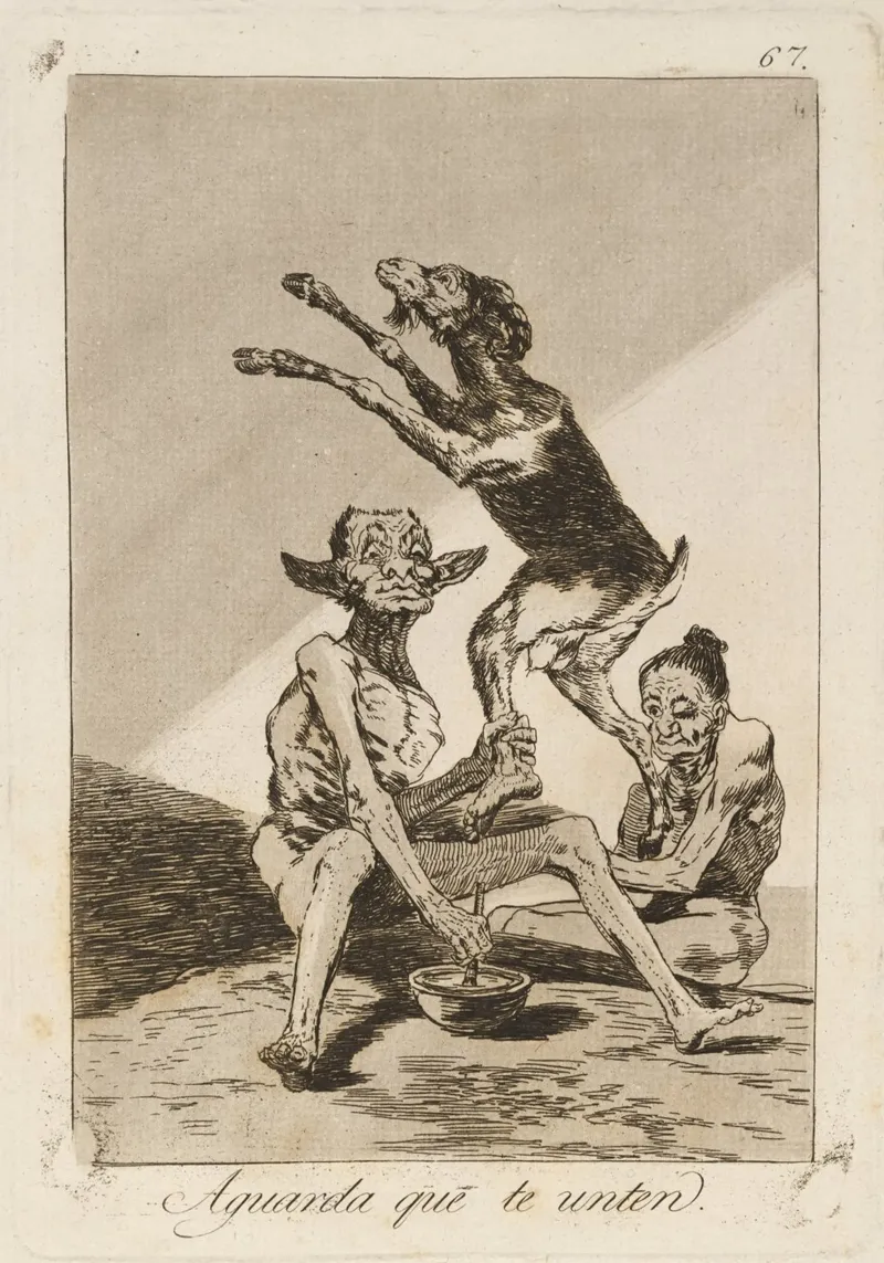 Goya - "Aspettare di essere imbrattati" - Caprichos Dark Art pellicola backlit da ClubArt