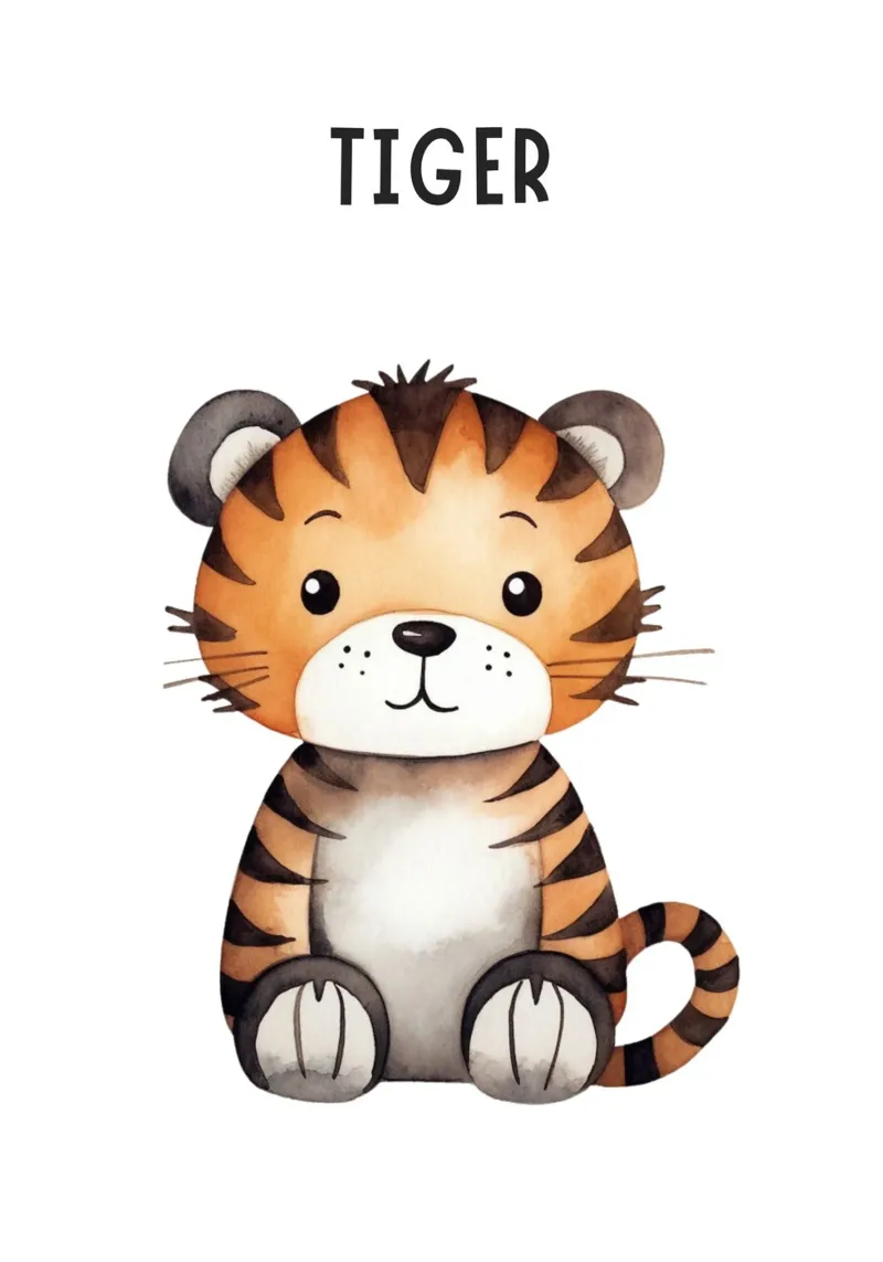 Stampa d'arte ad acquerello di una simpatica tigre - Cameretta per bambini e ragazzi D pellicola backlit da ClubArt