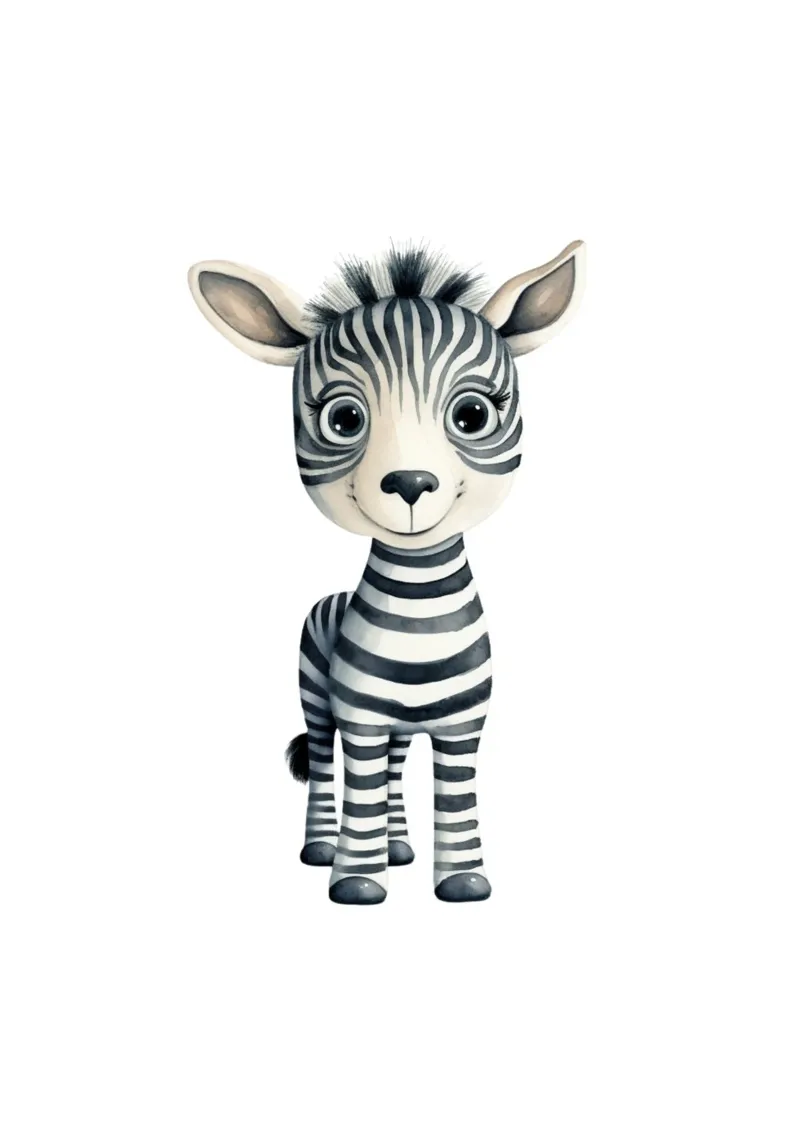 Stampa d'arte ad acquerello di una simpatica zebra per bambini - Cameretta e stanza dei bambini pellicola backlit da ClubArt