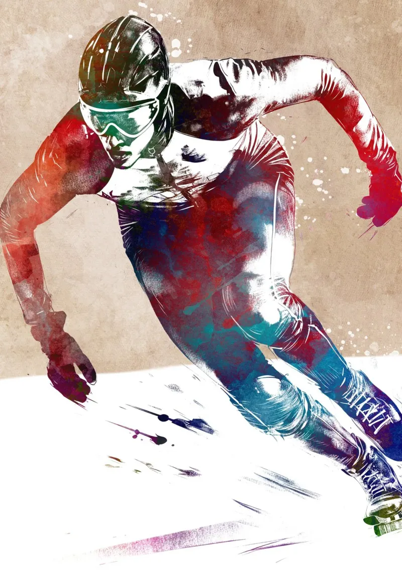 Schaatssport kunst canvas met Baklijst van SPORT