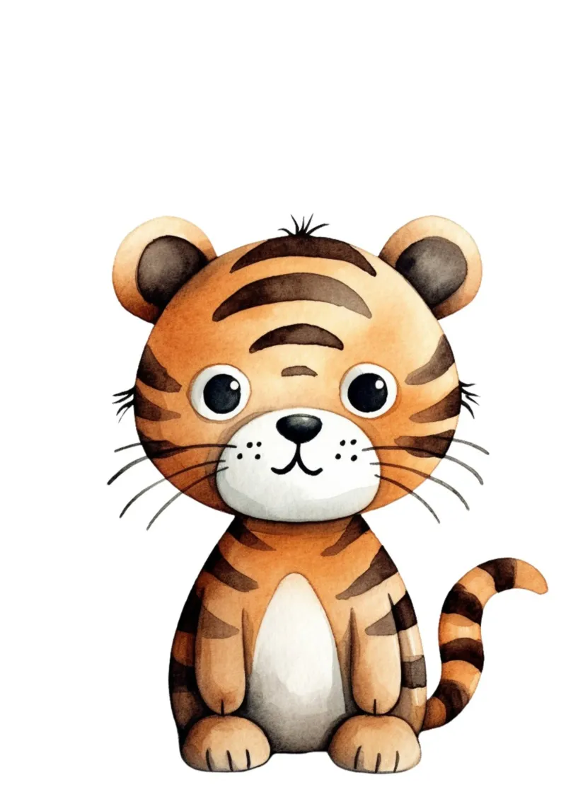 Stampa d'arte acquerellata di una simpatica tigre - Cameretta e stanza dei bambini carta hahnemühle da ClubArt