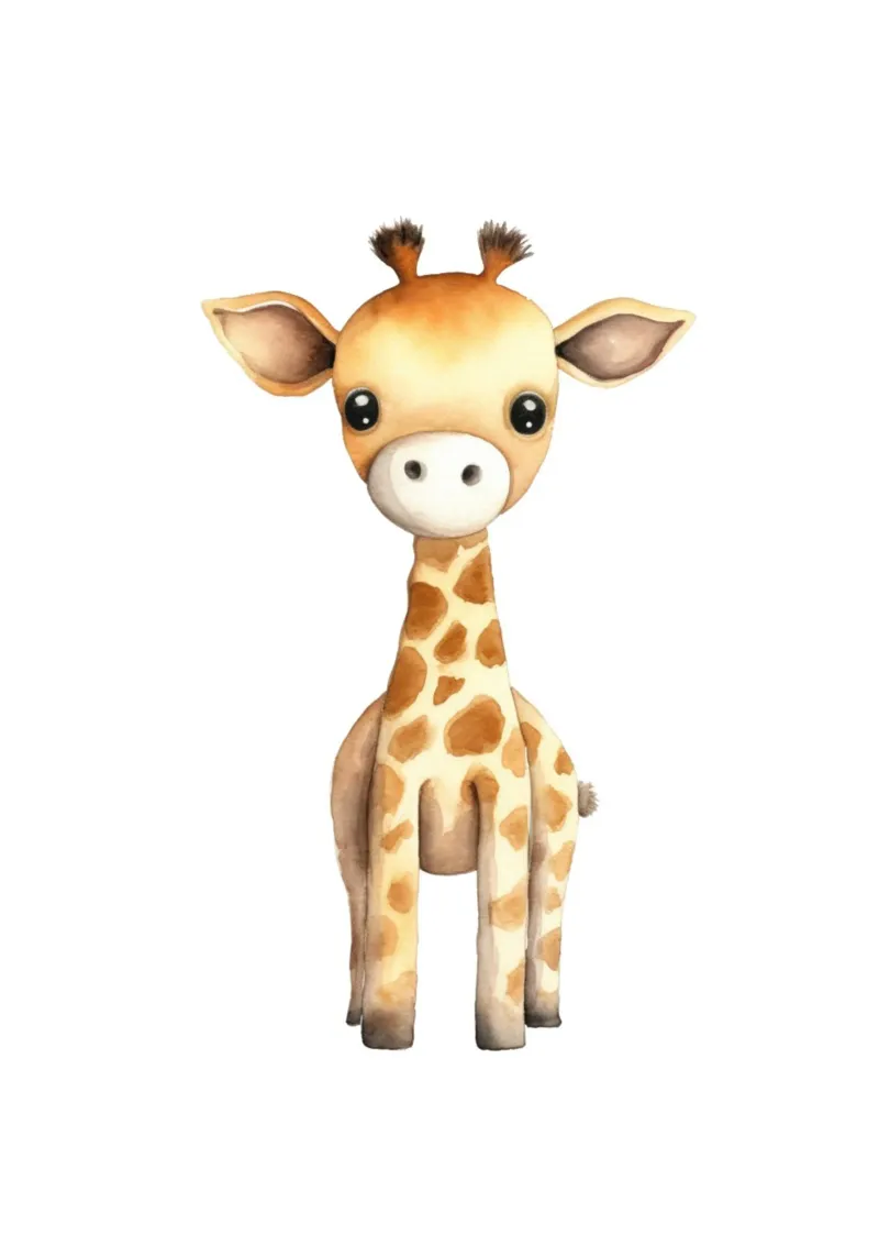 Stampa d'arte ad acquerello di una graziosa giraffa - Cameretta e stanza dei bambini pellicola backlit da ClubArt