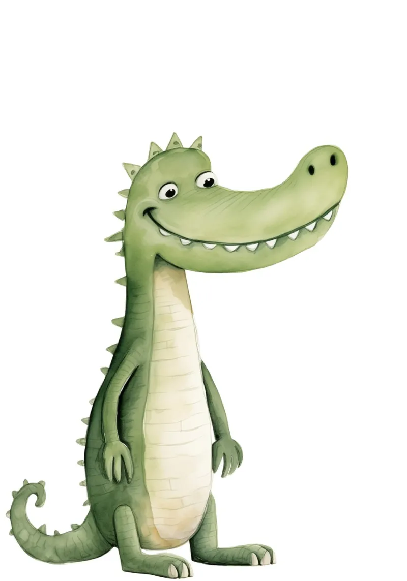 Lächelnder Alligator Aquarell Kunstdruck - Skurrile Kinder Deko Acryl-Glas von ClubArt