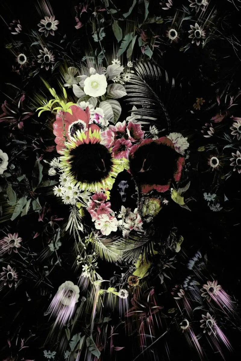 Garden Skull poster con telaio in alluminio da Ali Gulec