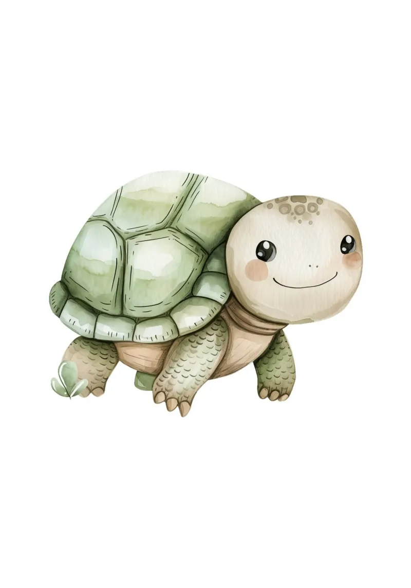 Cute Baby Turtle Watercolor Print - Ocean Nursery Decor alu-dibond by ClubArt
