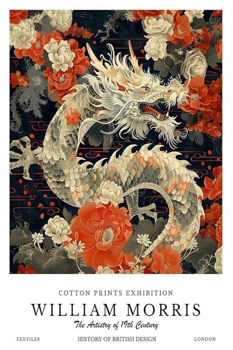 dragon fleur rouge william morris toile de komo store