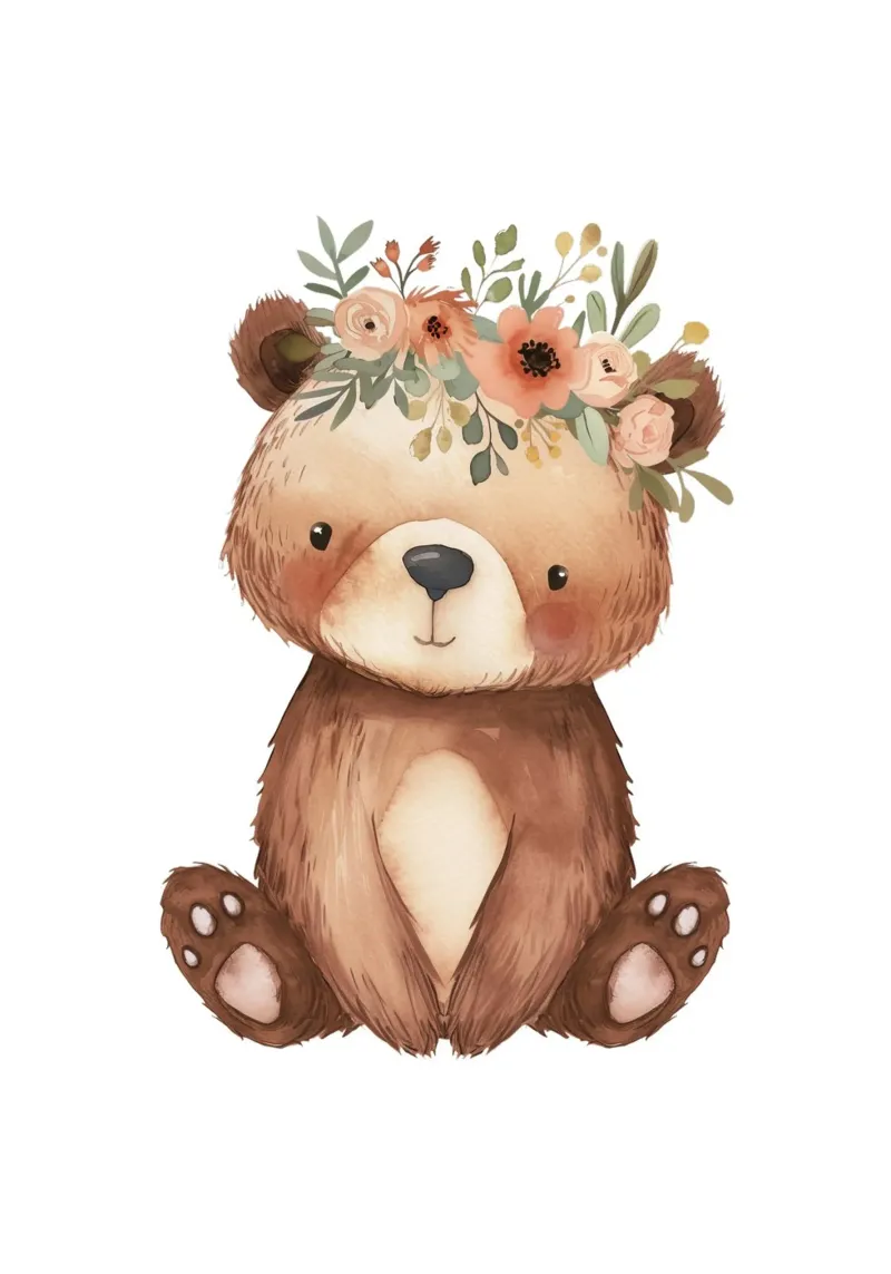 Orso bohémien con corona di fiori - Arte vivaistica del bosco pellicola backlit da ClubArt