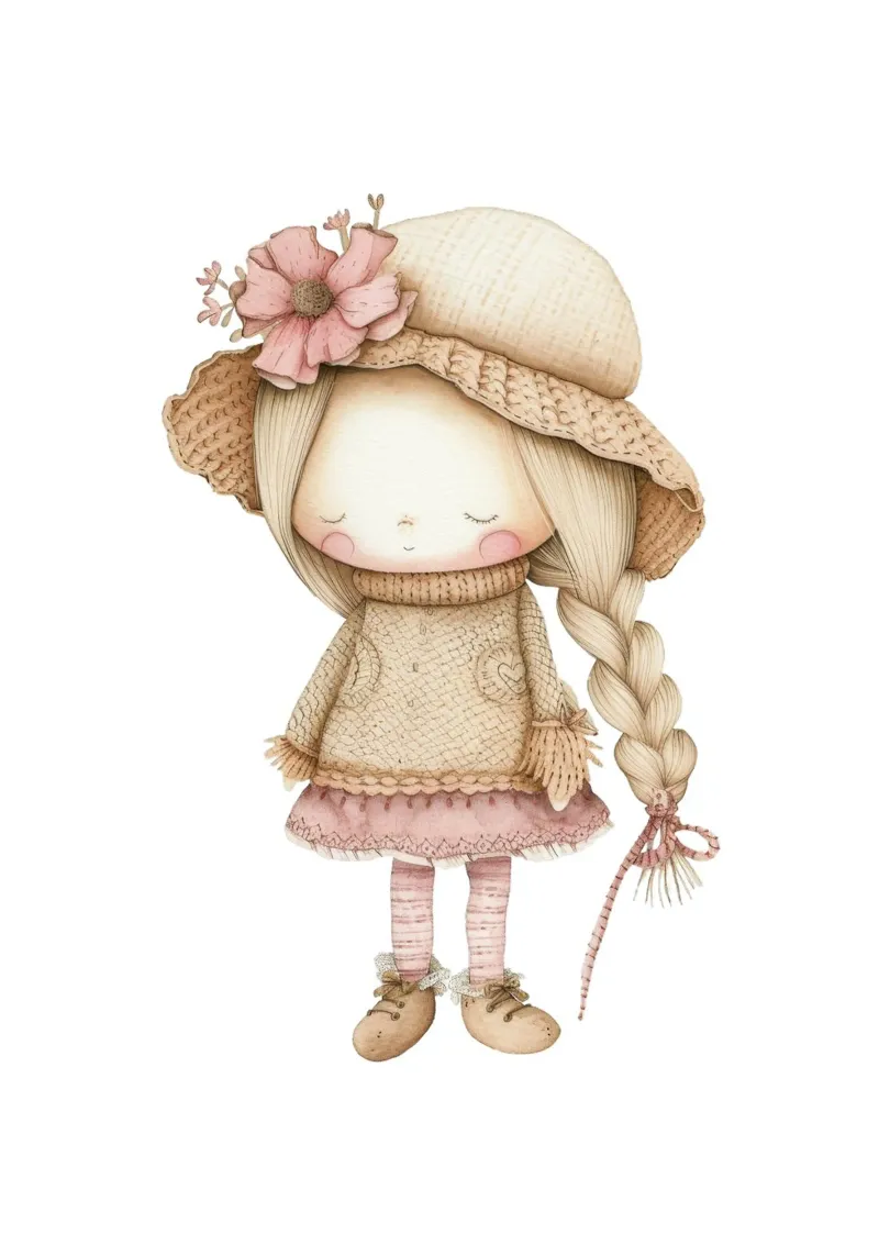 Dolce acquerello a treccia - Decorazioni per bambini e camerette in stile bohémien tela con Cornice a cassetta da ClubArt