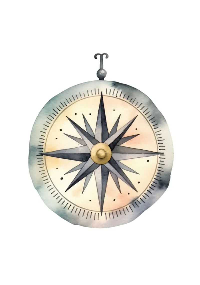 Antique Compass Watercolor Print - Nautical Adventure Decor backlit film by ClubArt