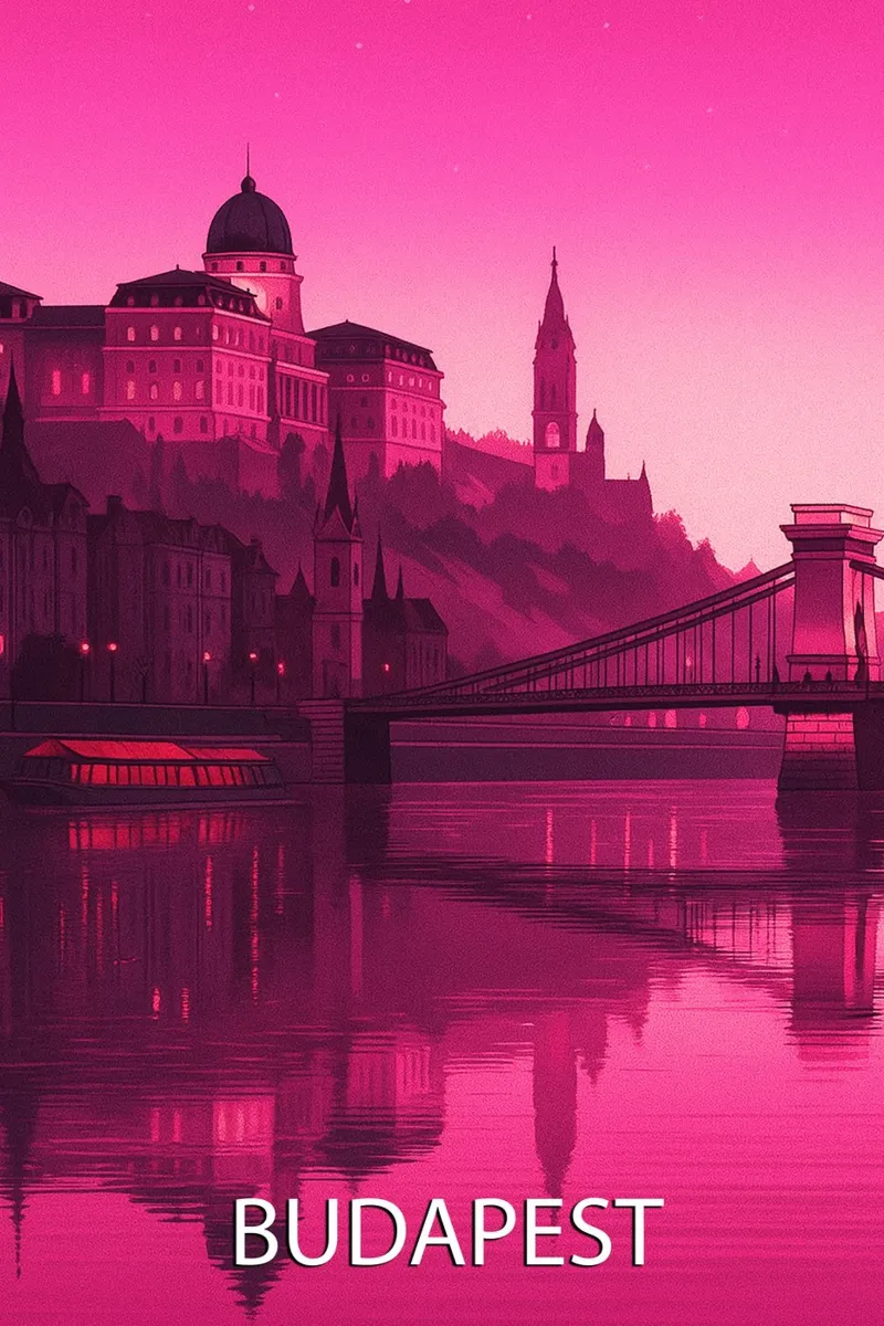 budapest skyline pittura vettoriale tela con Cornice a cassetta da adzkiya