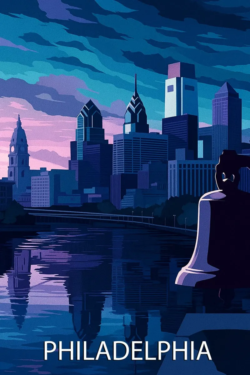 Filadelfia skyline pittura vettoriale poster da adzkiya