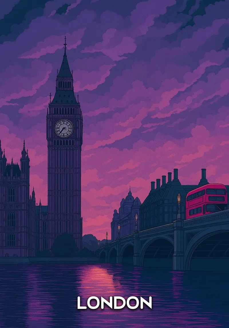 skyline di Londra pittura vettoriale carta hahnemühle da adzkiya