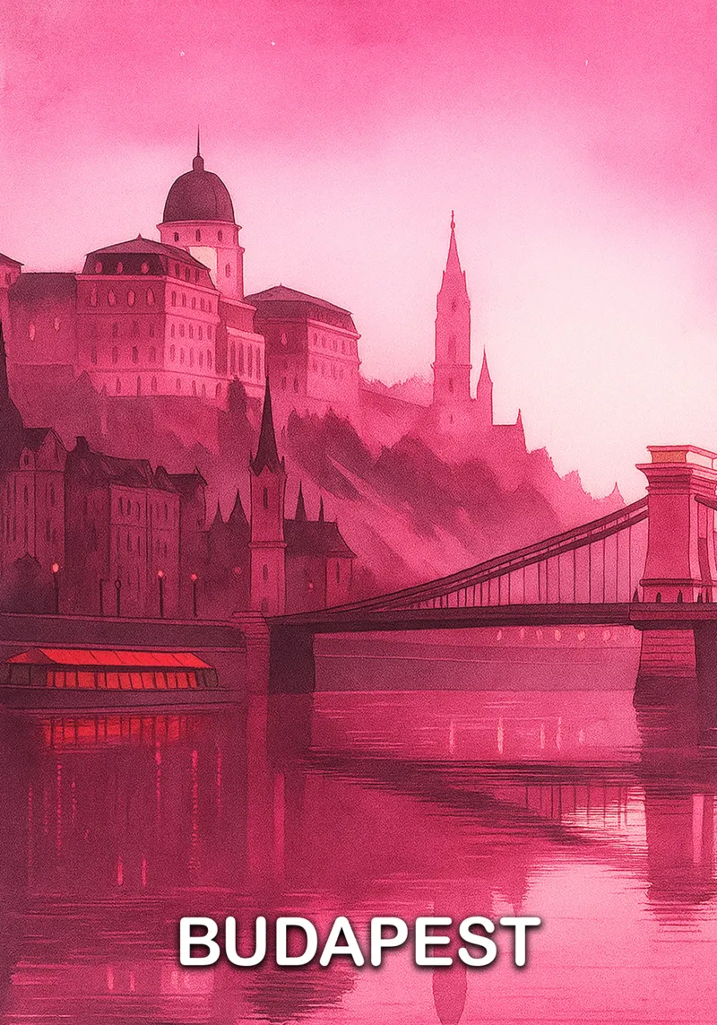 budapest stadt malerei ilustration Backlit Folie von Allghaniz