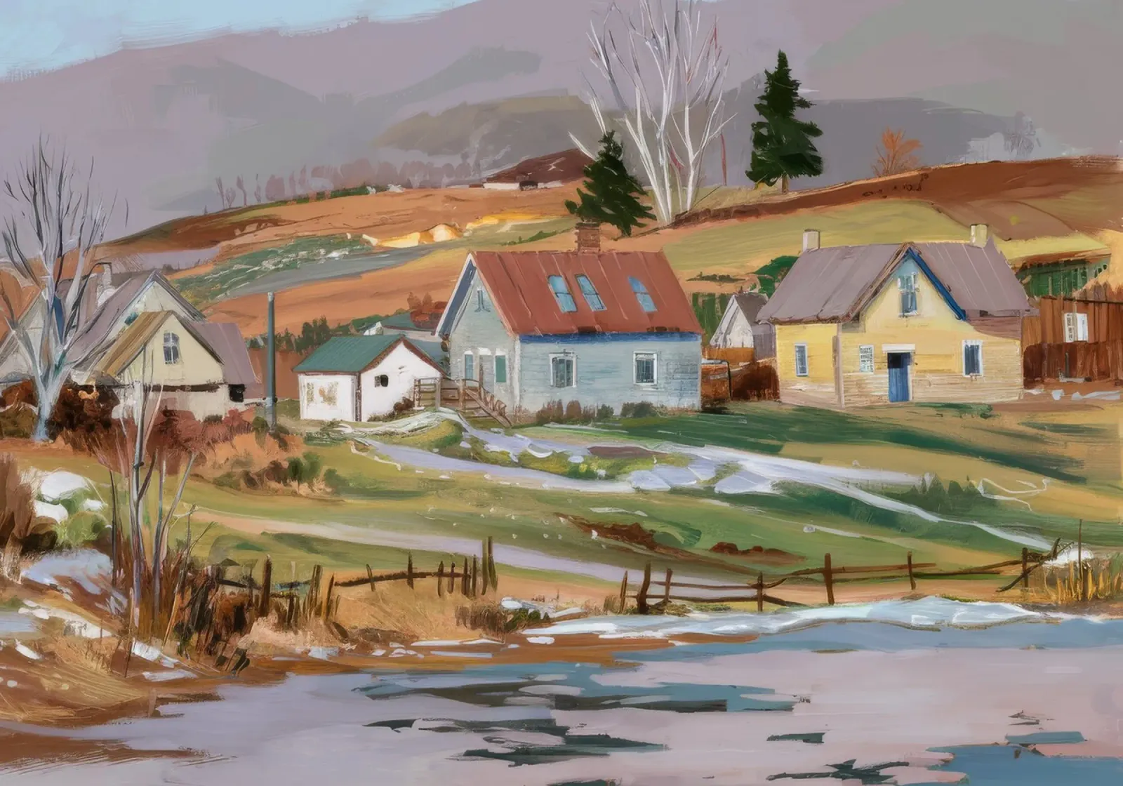 Village Winter Warmth canvas by Radiance Landscape