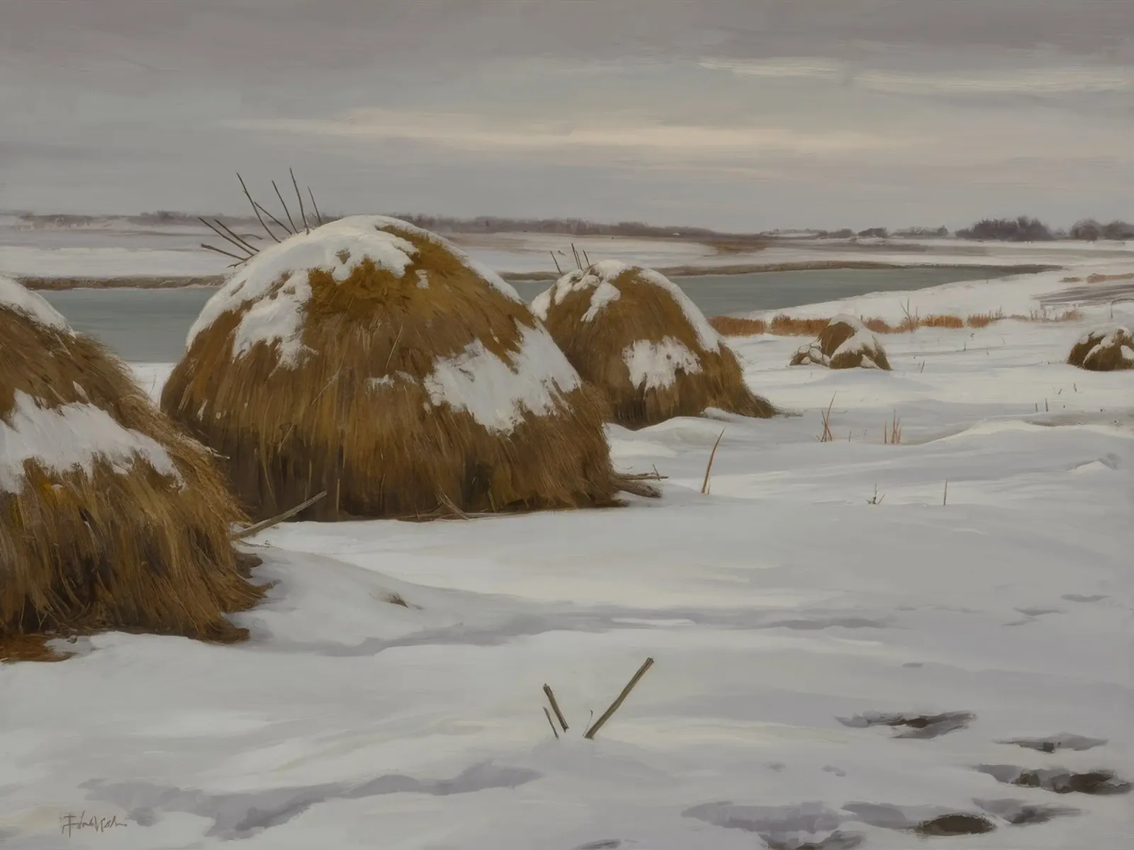 Haystacks Snowy Fields hahnemühle by Radiance Landscape