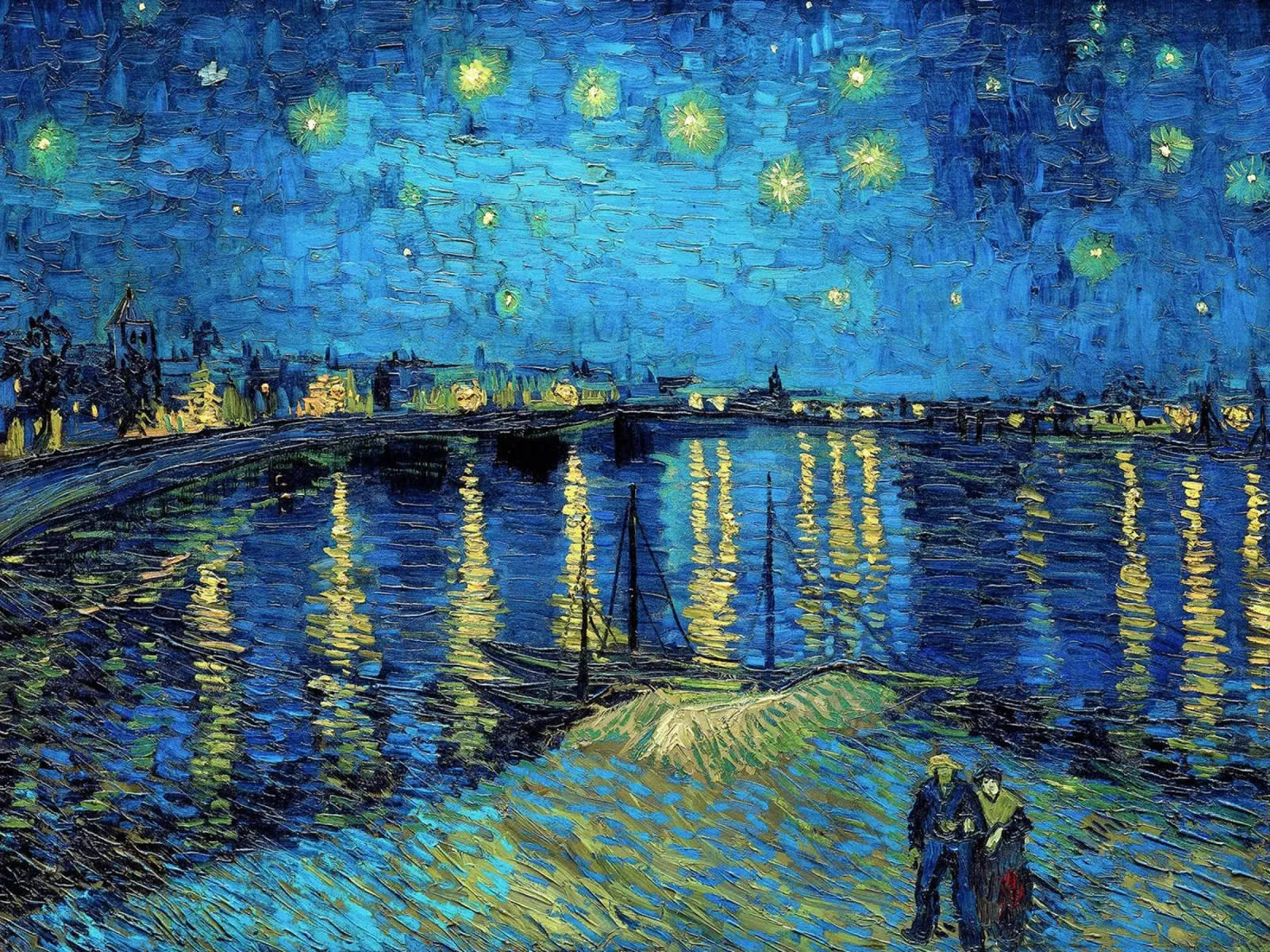 Noche estrellada sobre el Ródano - Vincent van Gogh placa de forex de Sylviepaint