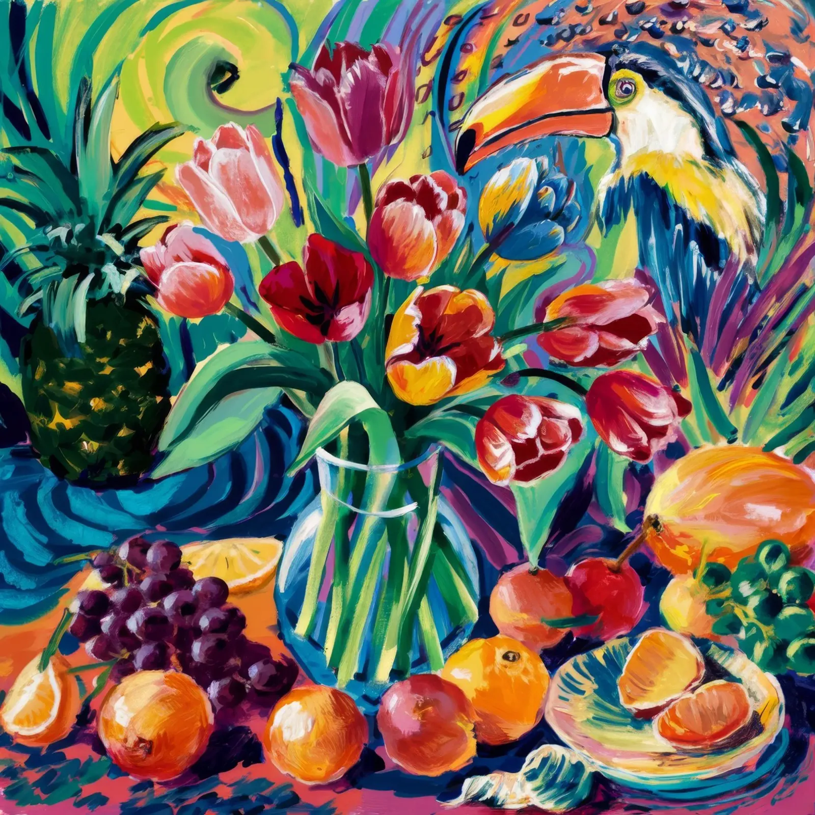 Cornucopia di fiori tropicali poster da Lush Essence