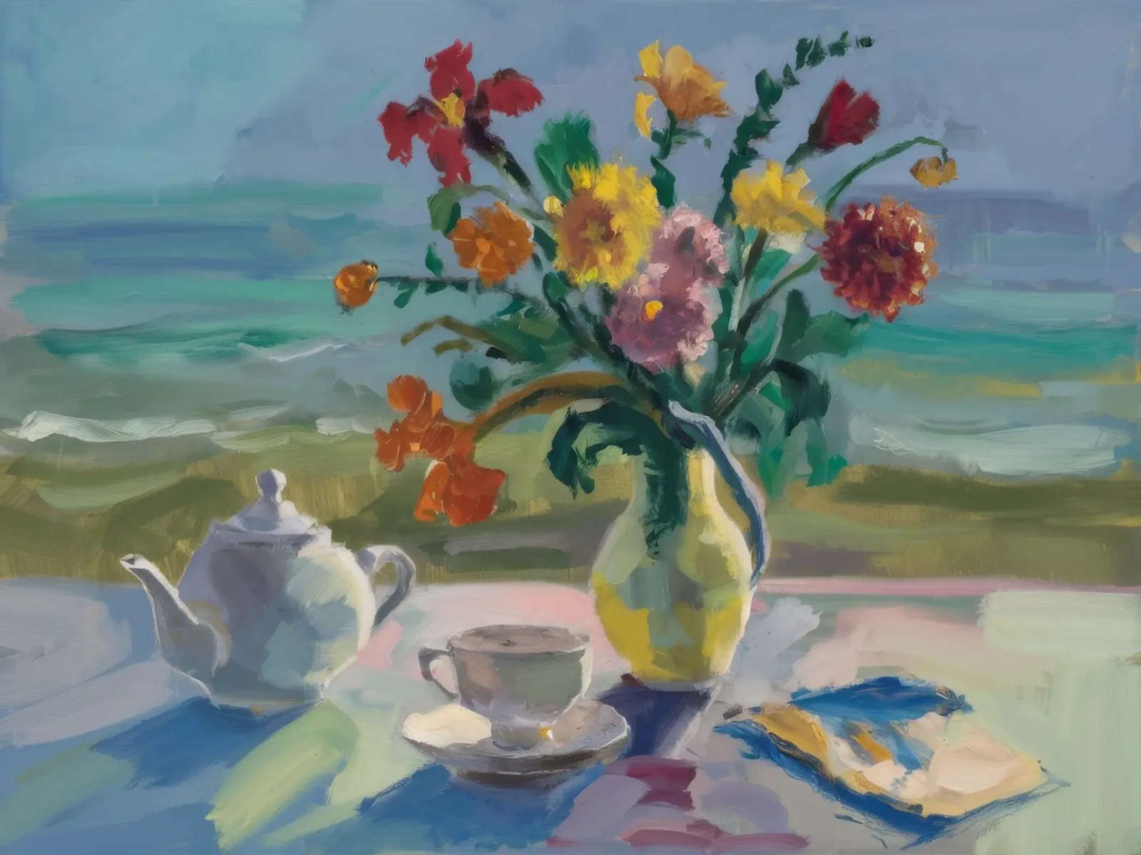 Roses Teapot Repose canvas by Radiance Landscape