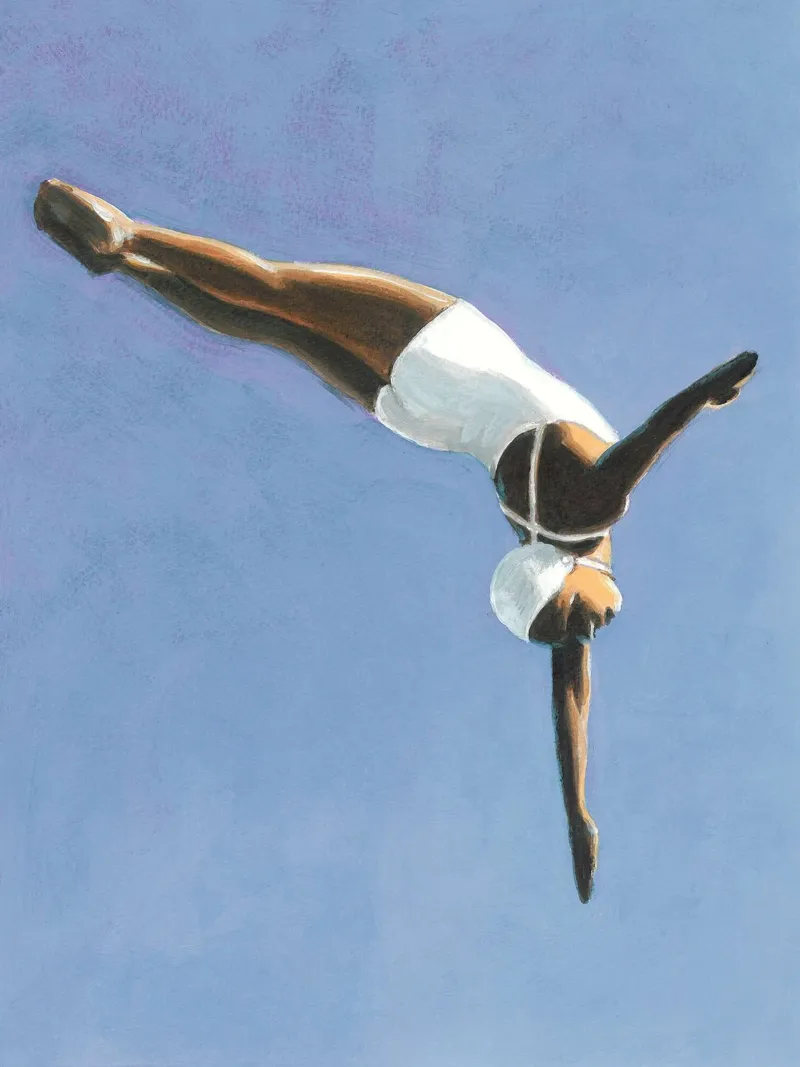 Sarah Morrissette Diving poster con telaio in legno da Rachelwhell