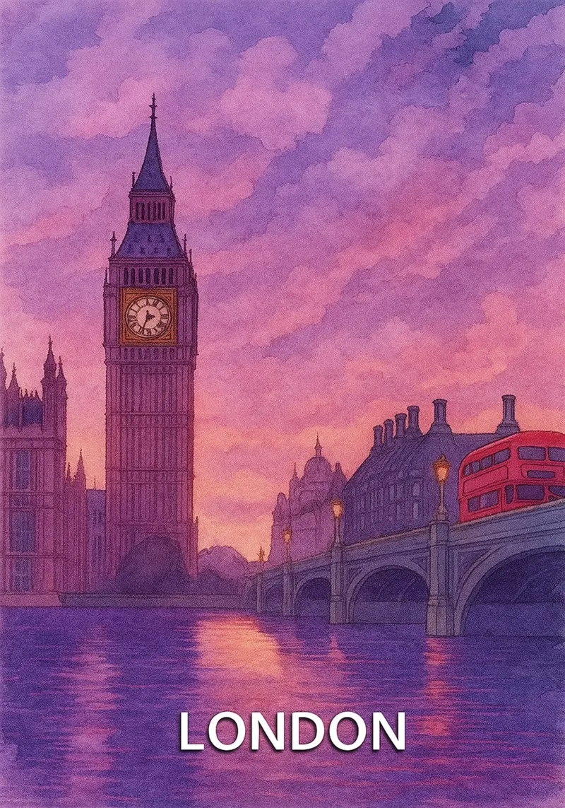 pittura della città di londra ilustrazione tela con Cornice a cassetta da Allghaniz