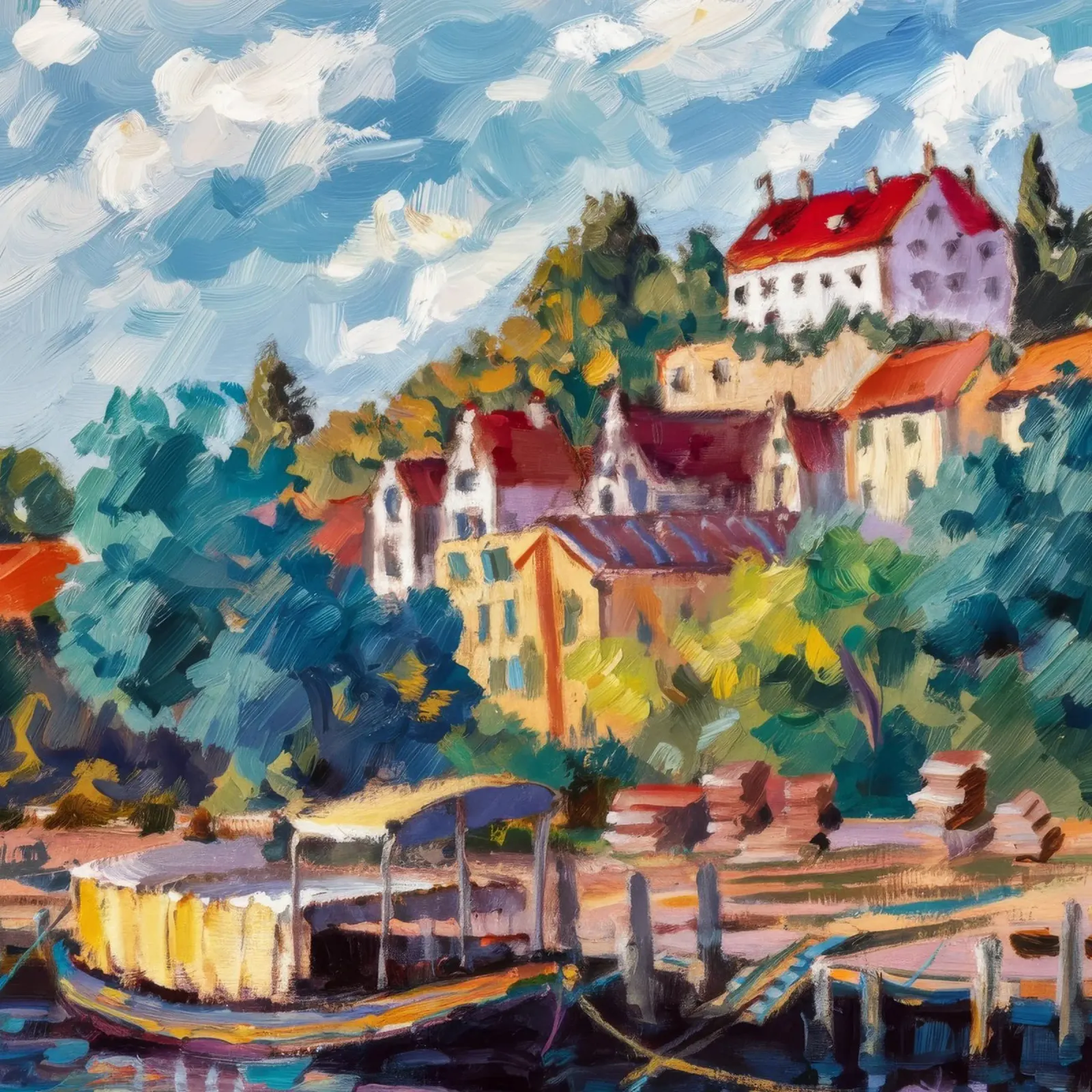 Hilltop Villa Riviera canvas by Lush Essence