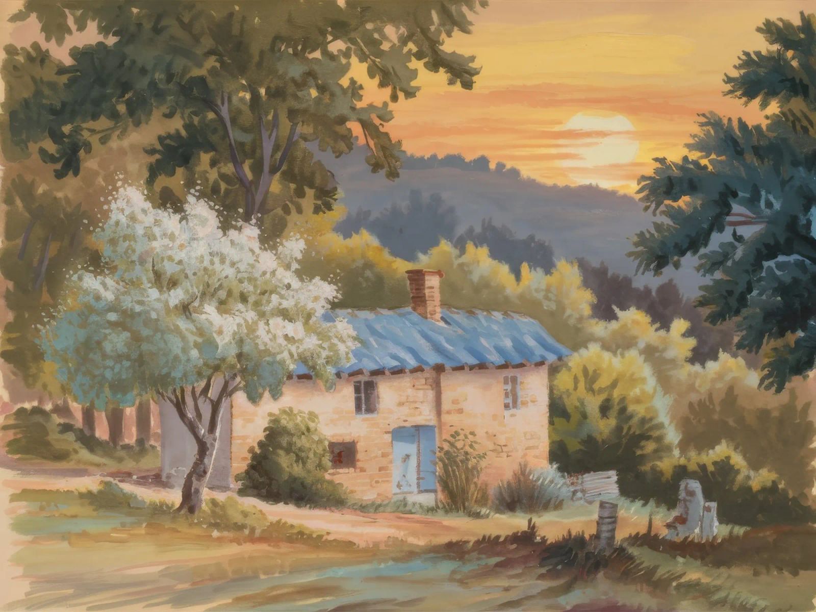 Steinhaus-Obstgarten Poster von Radiance Landscape