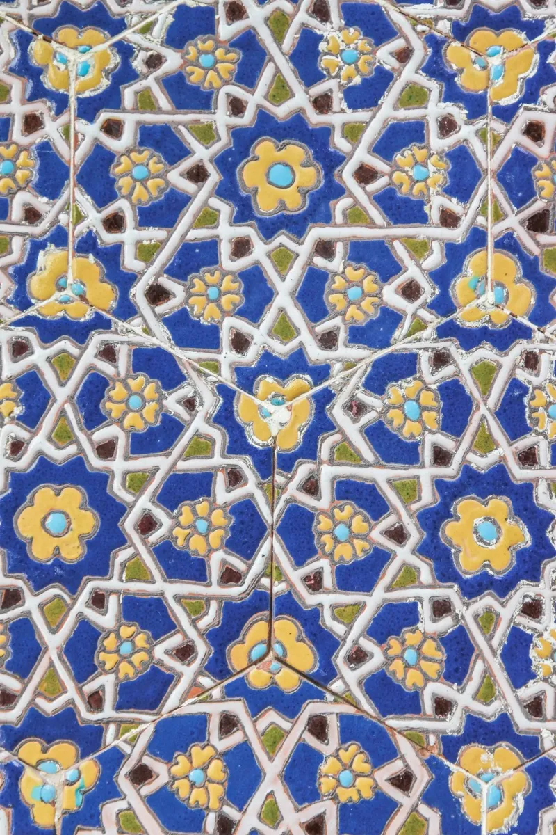 Yellow and blue tiles poster con telaio in alluminio da photolovers