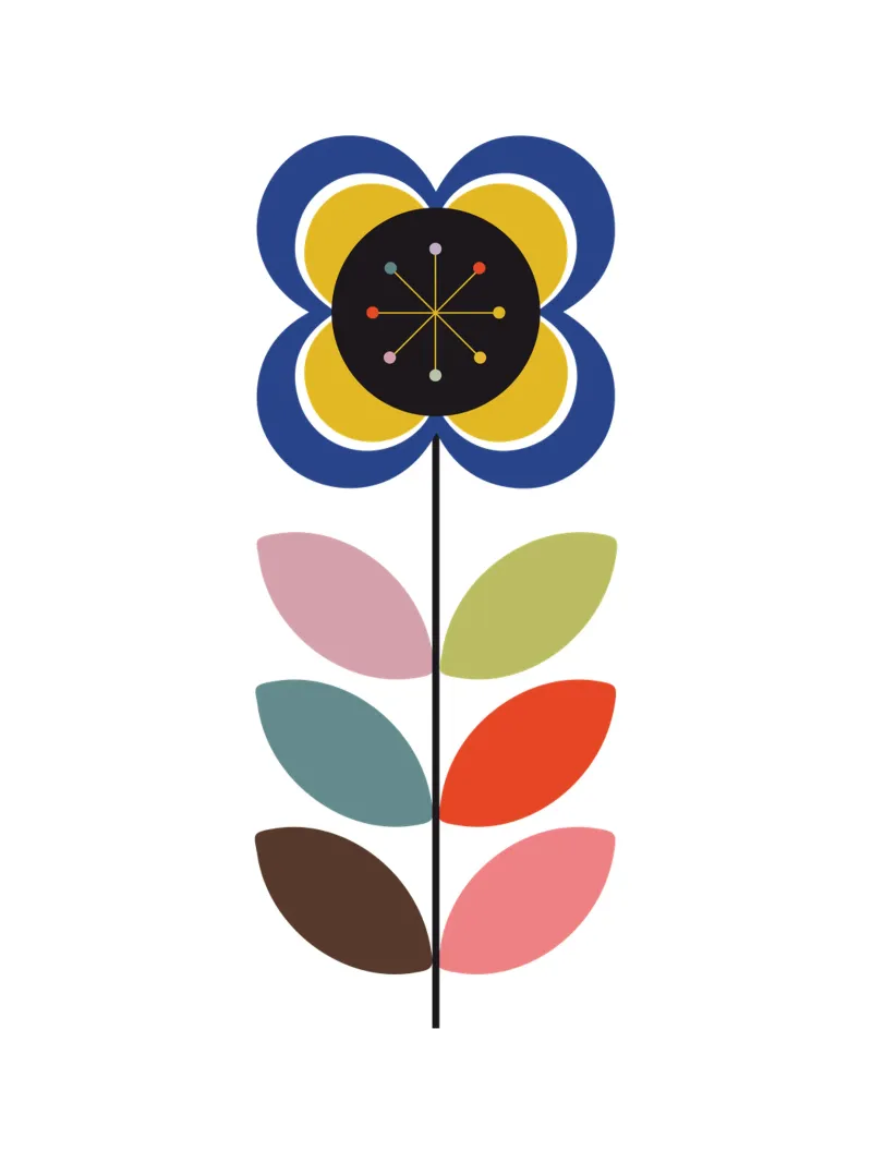 Mid Century Flower 3 -  Retro Petals alu-dibond by Dream Print Designs