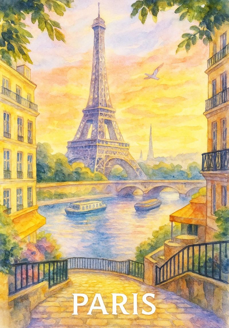 paris stadt malerei ilustration Poster von Allghaniz