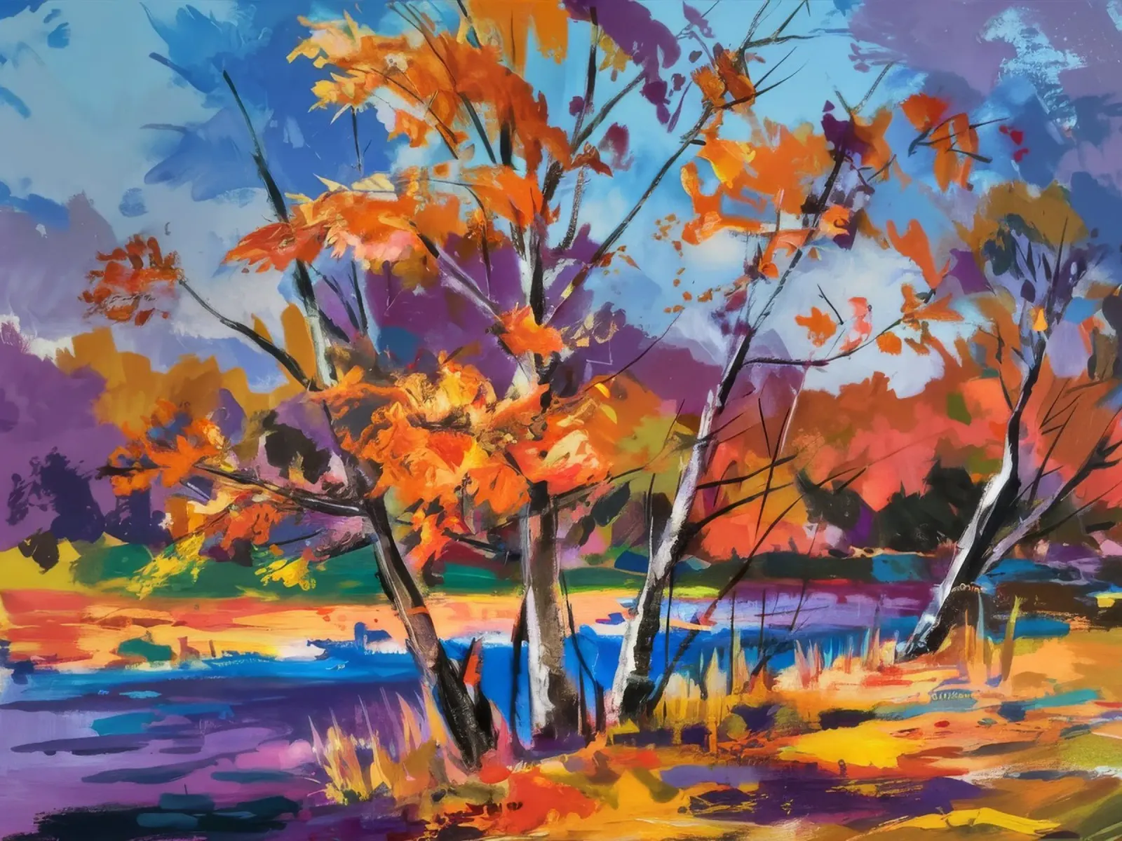Betulla Fuoco d'Autunno pellicola backlit da Radiance Landscape