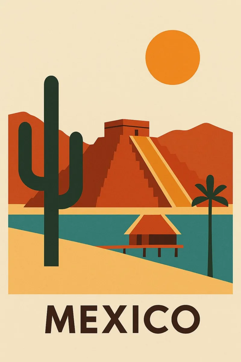 Grafica e solare Messico carta hahnemühle da JETLAG | affiches voyage