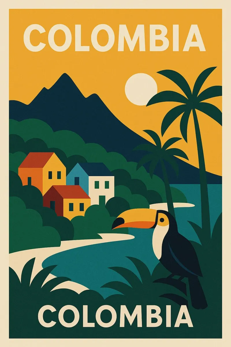 La Colombia selvaggia e colorata carta hahnemühle da JETLAG | affiches voyage